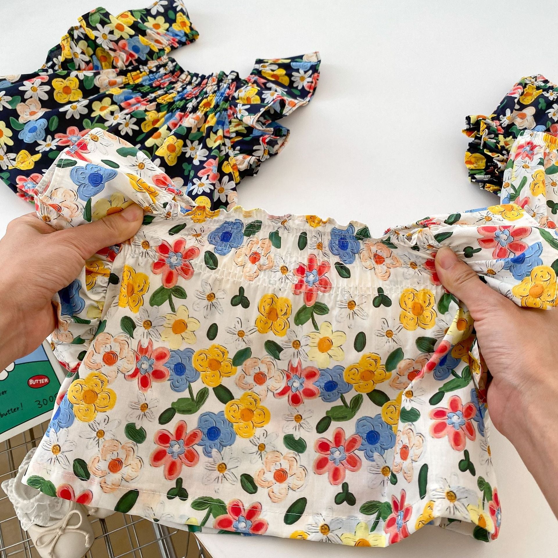 Summer Baby Kids Girls Comfortable Flowers Pattern Strap Top And Shorts Clothing Set
