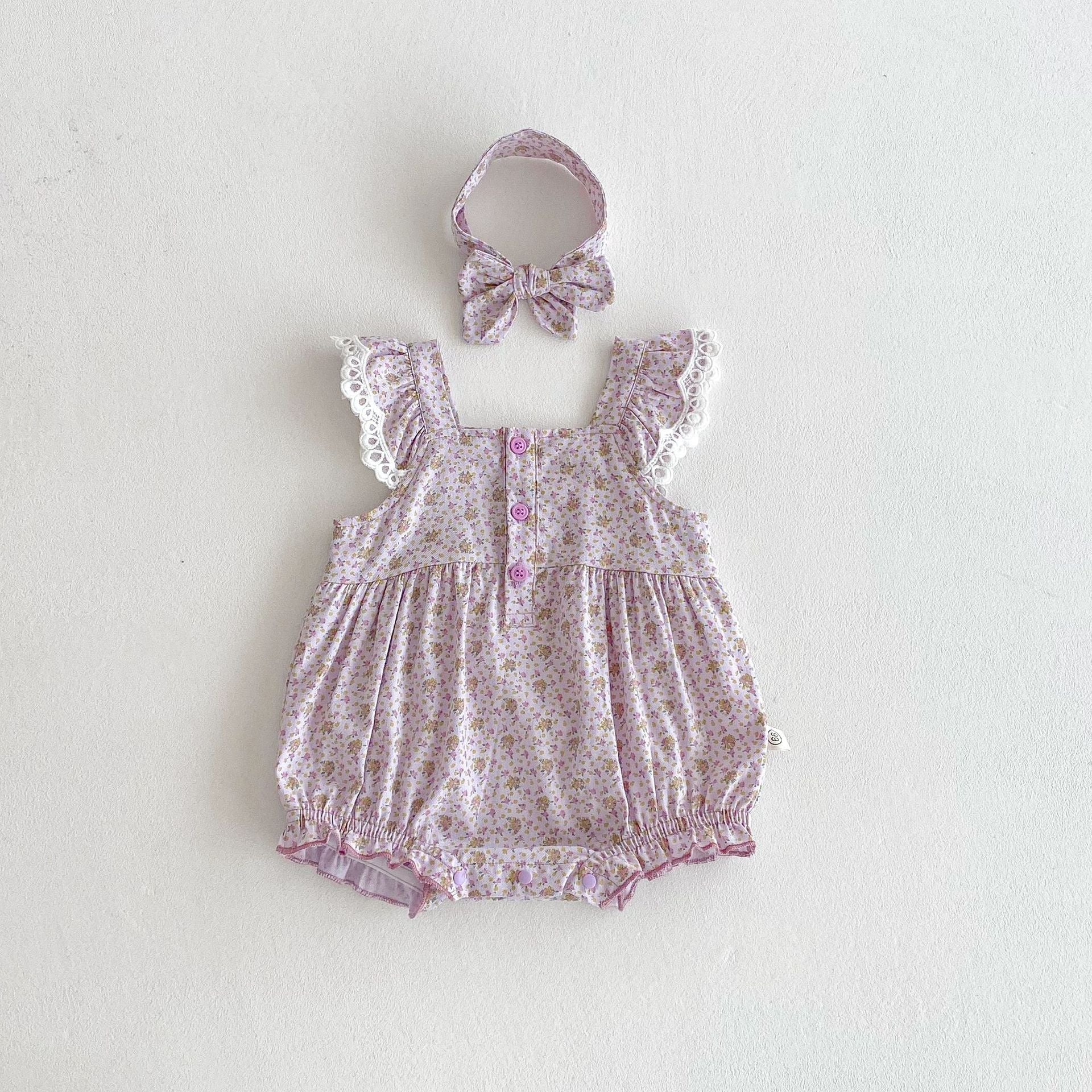 Summer Arrival Baby Girls Cute Floral Pattern Fly Sleeves Onesies